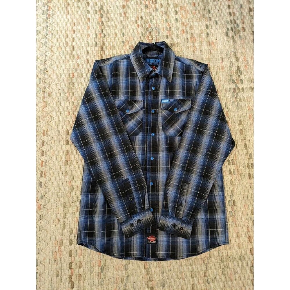 Dixxon Flannel Company Form Function Men Med Blue Long sleeve Flannel Pearl Snap